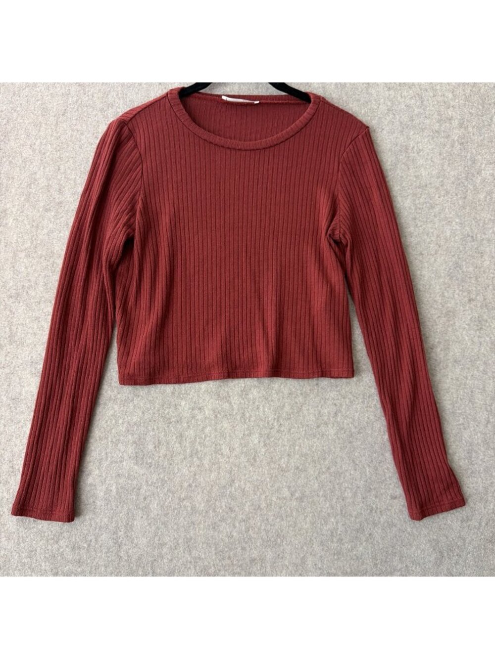 Reformation Jeans Jackie Ribbed Crop Top Womens S Rust Long Sleeve Tencel Blend